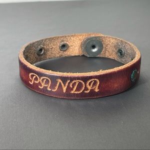 Panda Monogrammed Bracelet Brown Leather Bracelet